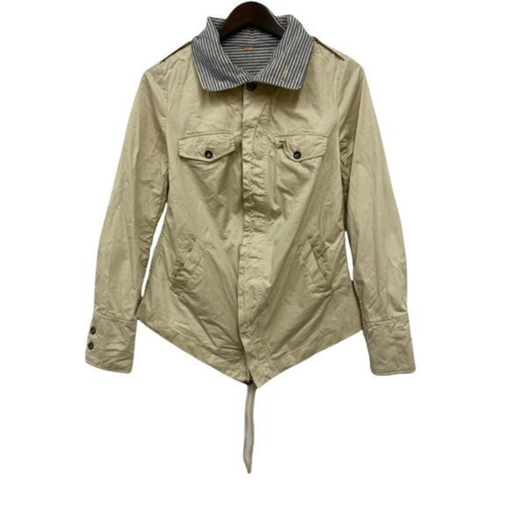 Free People‎ Women's Sz Small Khaki Double Pocket Button Front Safari Jacket euc